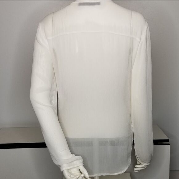 Zara Woman White Embroidered Sheer Button Up Blouse Size S - Picture 6 of 11